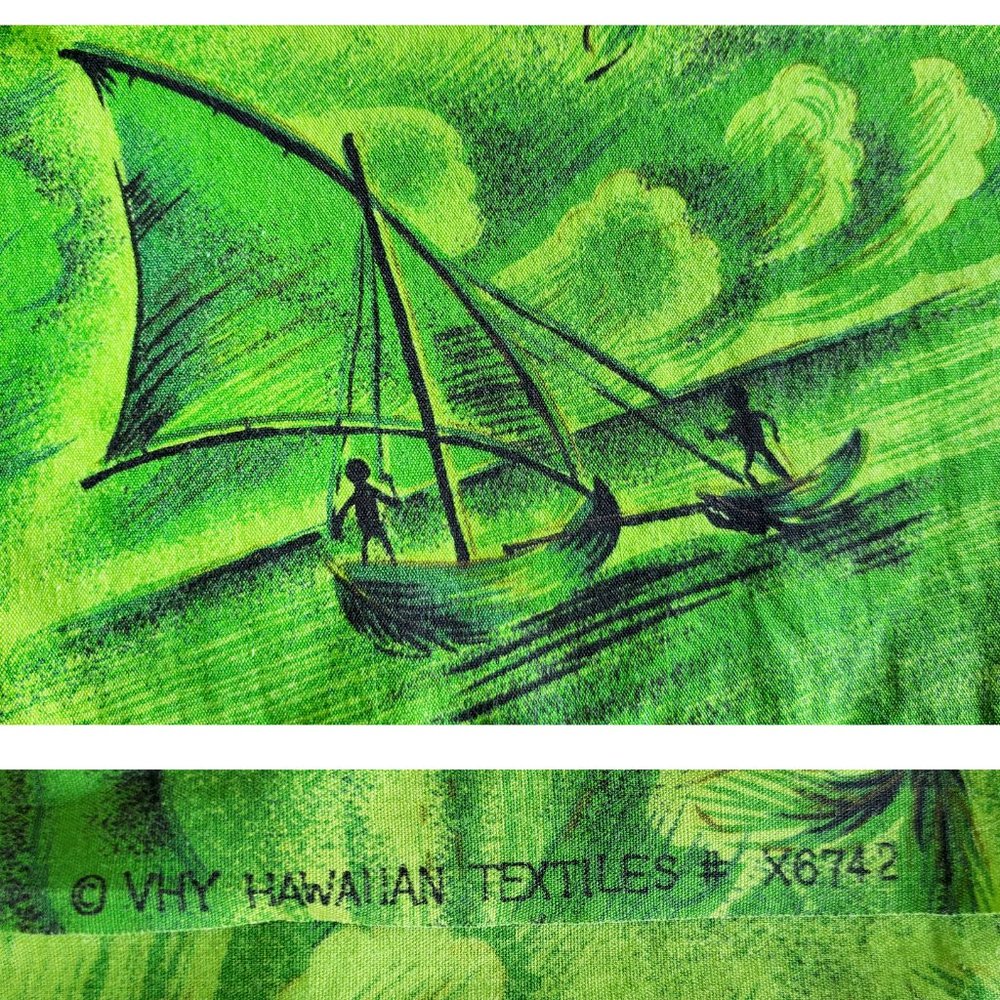 Vintage Princess Peggy Mens 1950s Hawaiian Hawaii Shirt Green L/XL - Picture 3 of 10